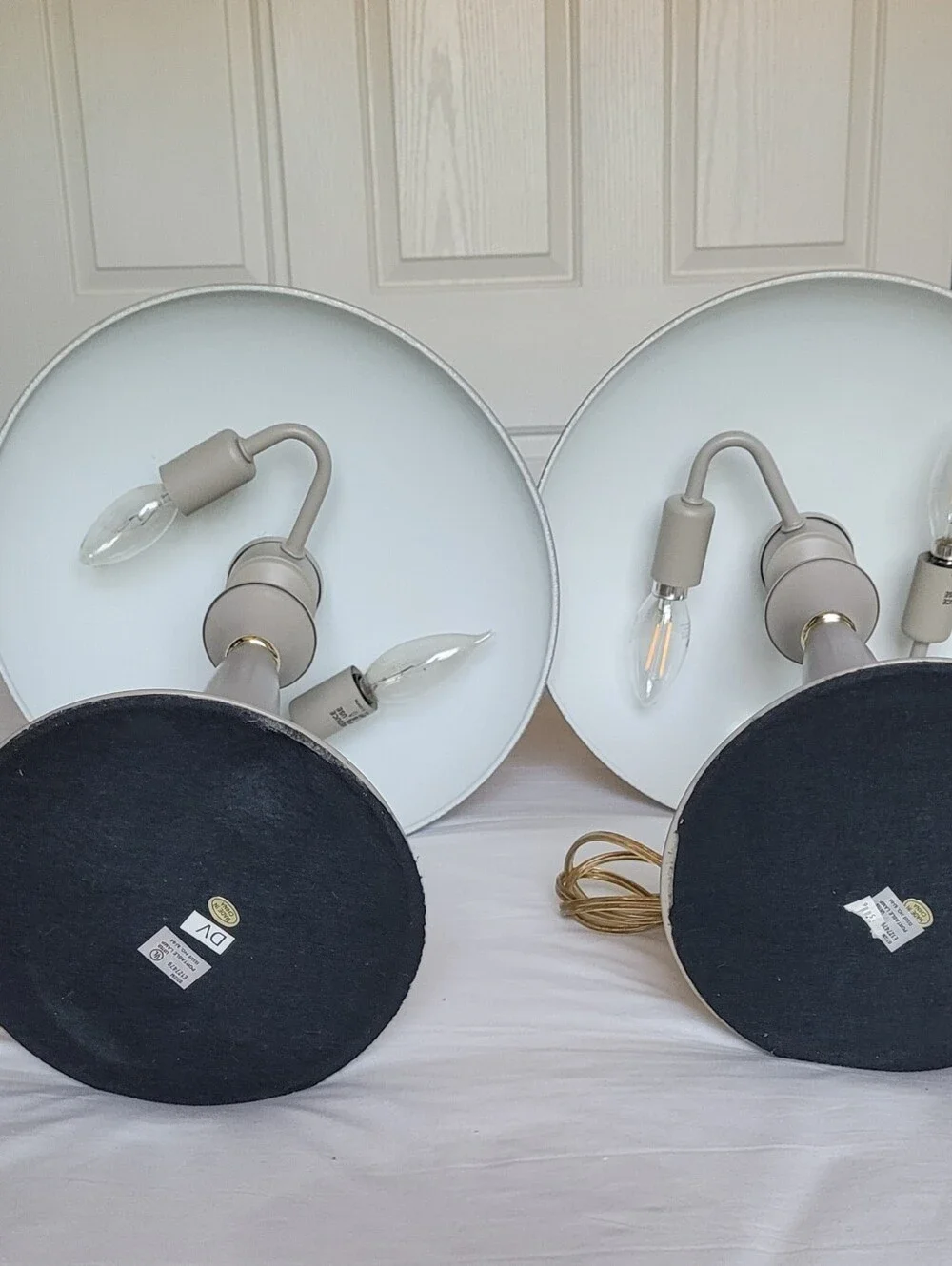 Mid Century Modern Table Lamps Mushroom Brass Accents. 1960s -70s. Rare Pair